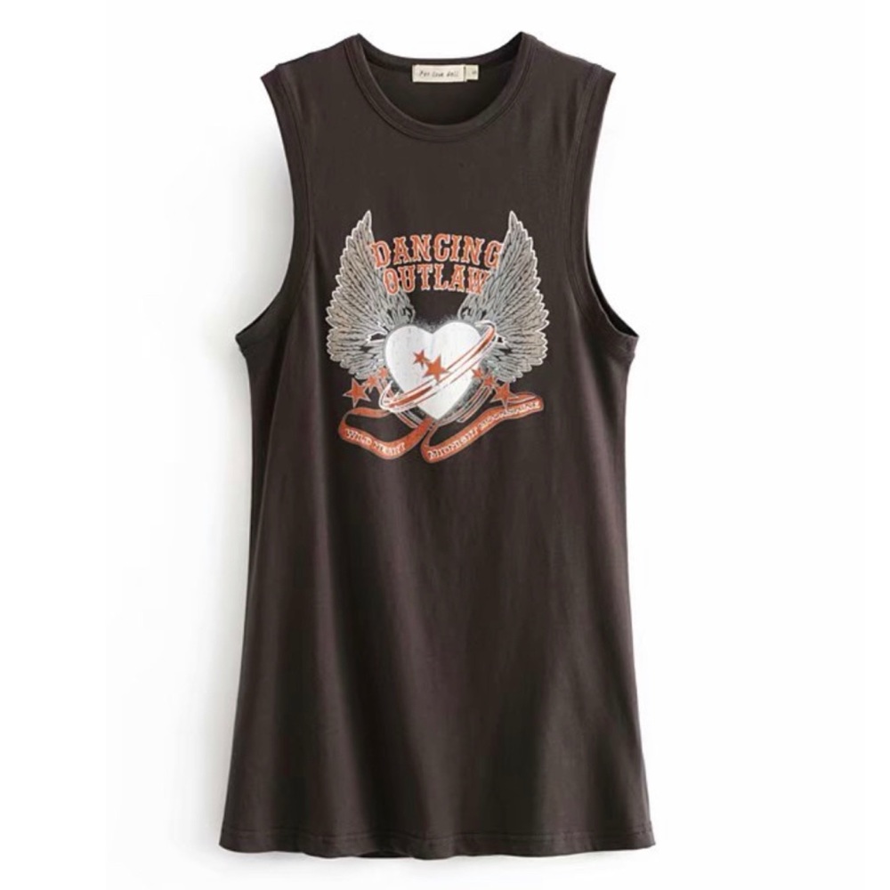 Dancing Outlaw Boho Graphic Tee Tank Dress NEW - Picture 7 of 11